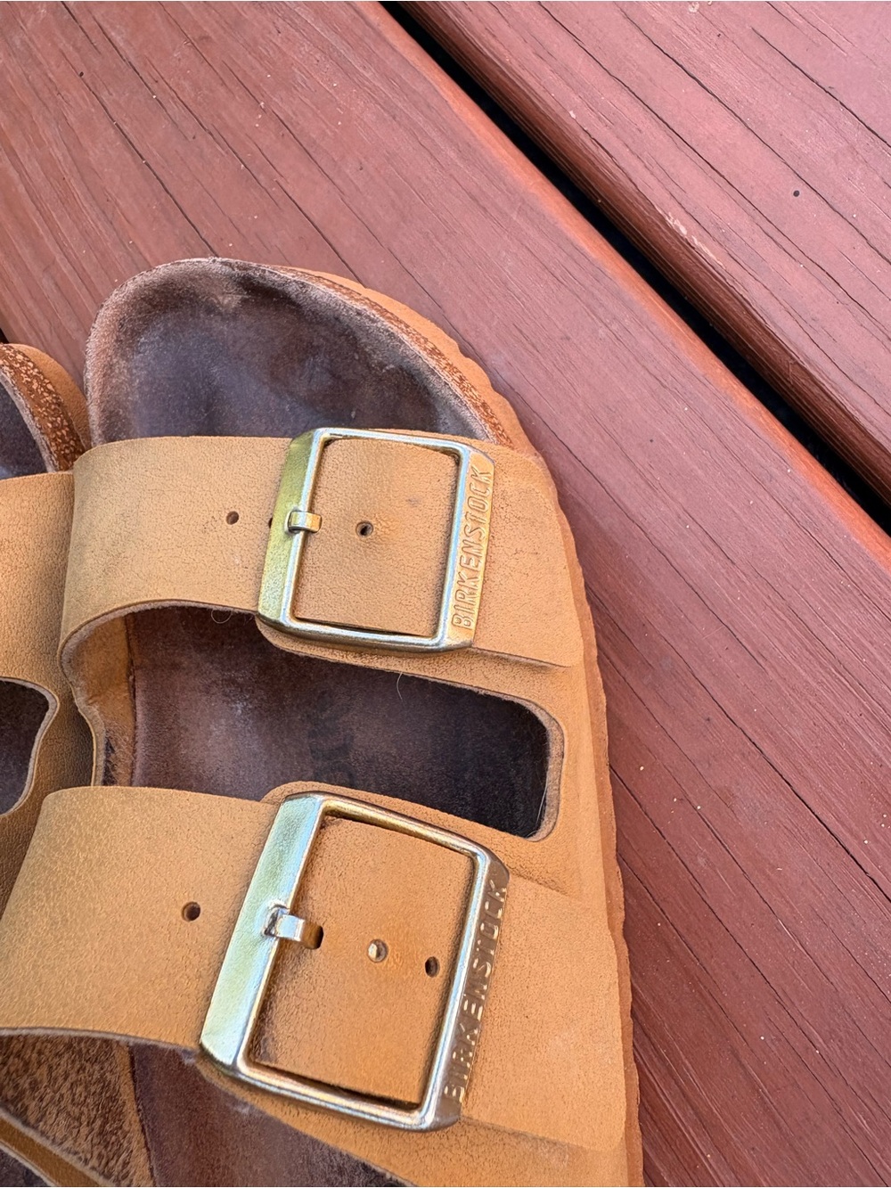 Birkenstock Double Strap Slide Sandals in Tan - Picture 16 of 16